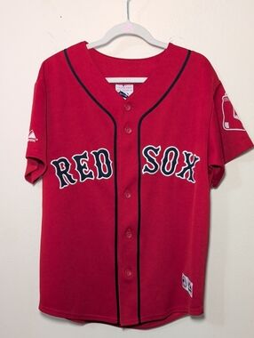 Majestic Boston Red Sox Curt Schilling Jersey Red Navy MLB Baseball Boys Size M